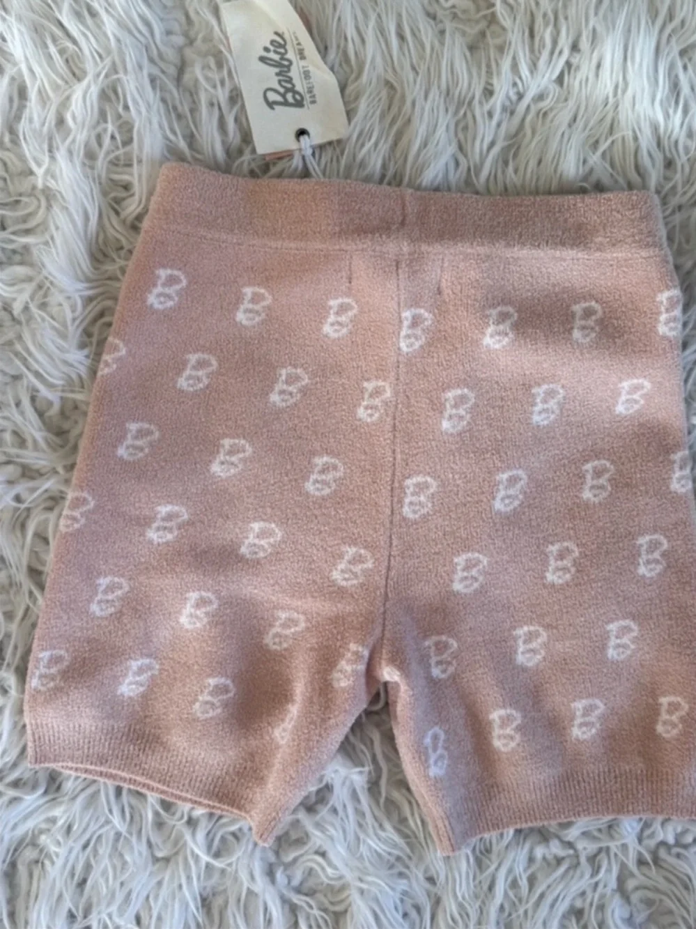 NWT Barefoot Dreams CozyChic Barbie Monogram Biker Shorts